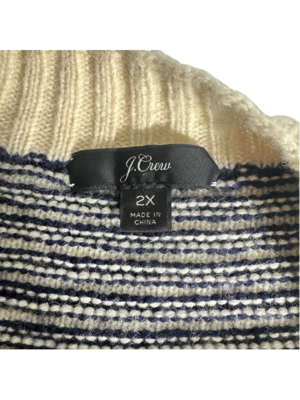 2X J. Crew Crewneck Shoulder button Tippi sweater Nautical Stripes Navy & Cream - Picture 10 of 11
